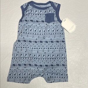 Kyle & Deena New York Feather Baby Blue Patterned Romper
